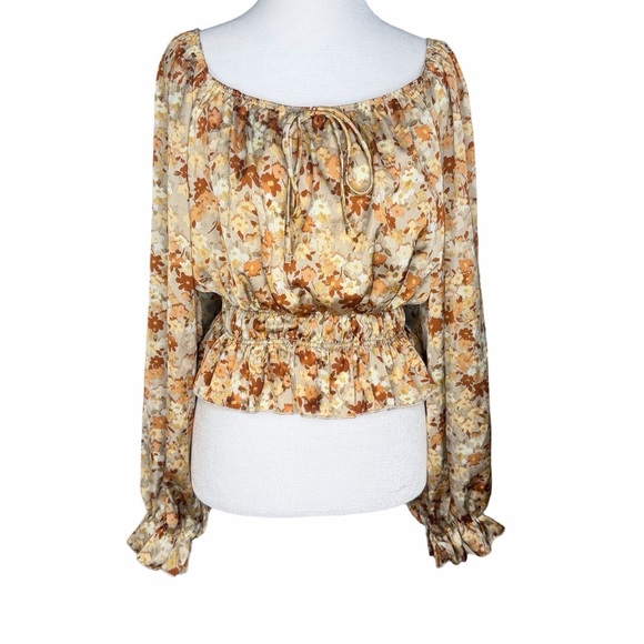 Papaya Floral Blouse with Long Sleeves - Picture 2 of 4